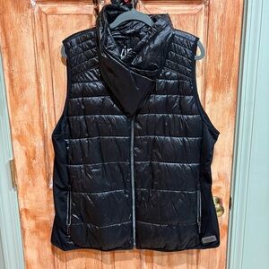 Calvin Klein 2X Shine Cowl Neck Zip Front Bubble Faux Down Vest NWT